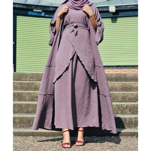Premium layered light hibiscus abaya